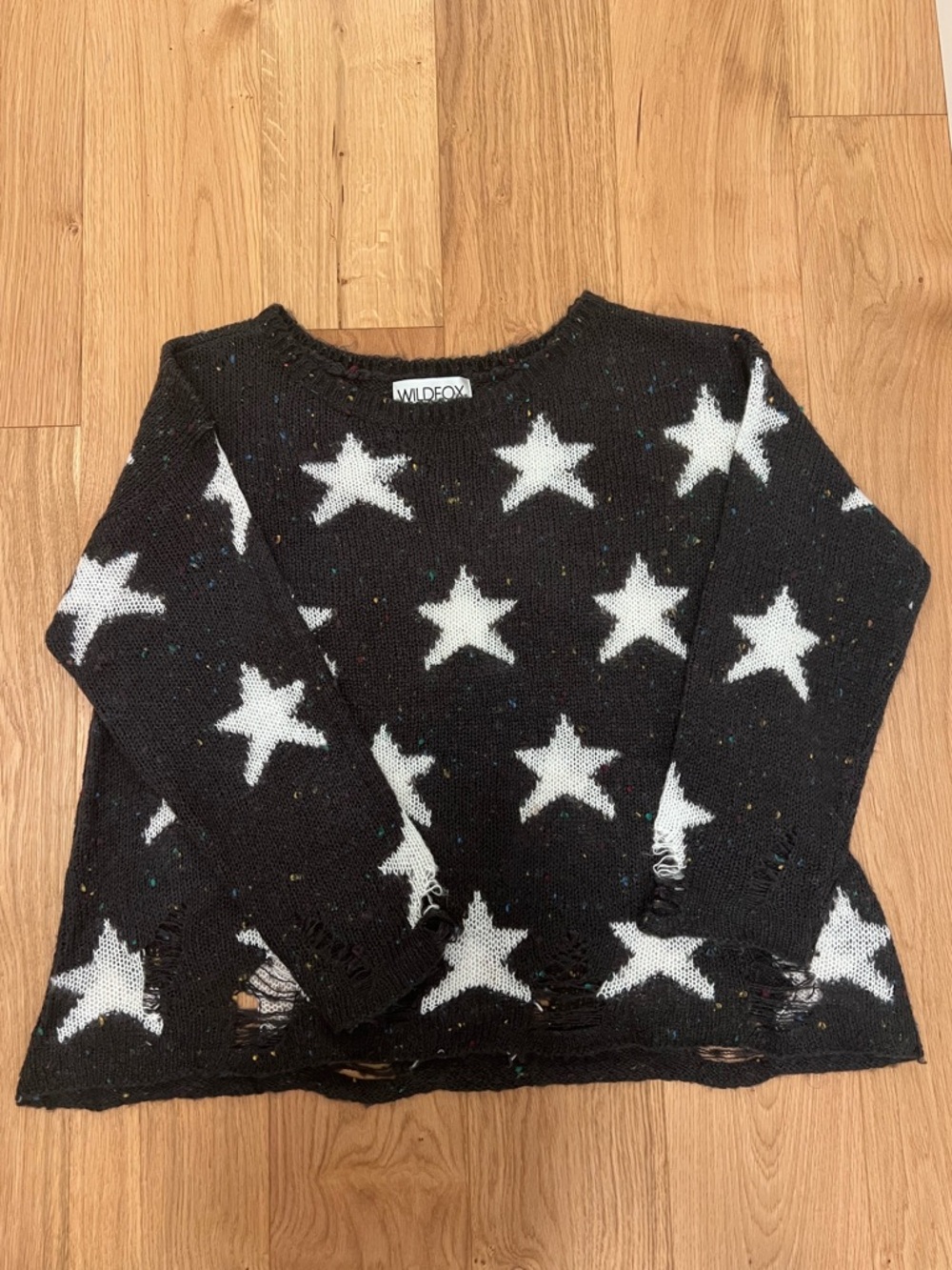 Wildfox Oversize Sweater with Black/White Star Multicolor Pattern